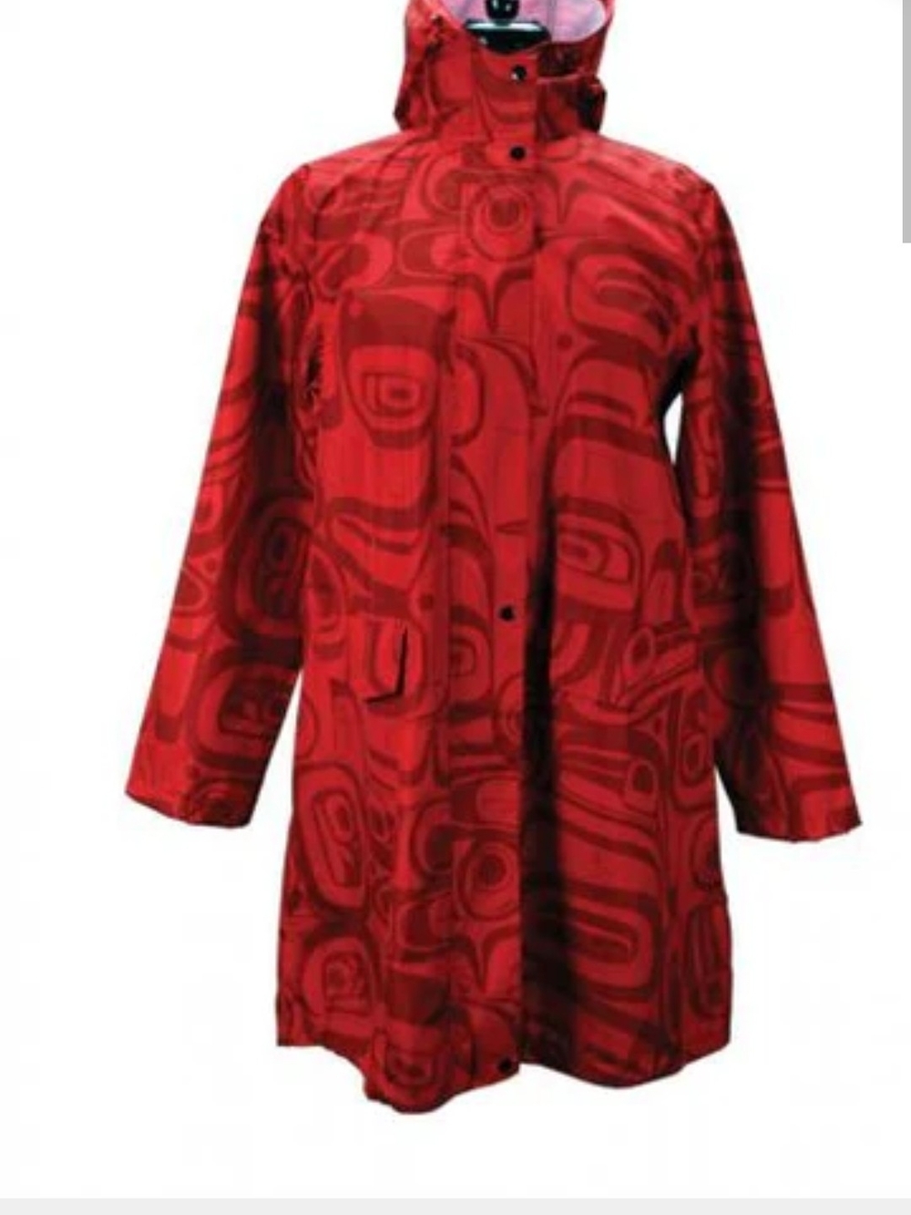 Wild Coast by Kelly Robinson  L/XL Red Pattern Rain Jacket.